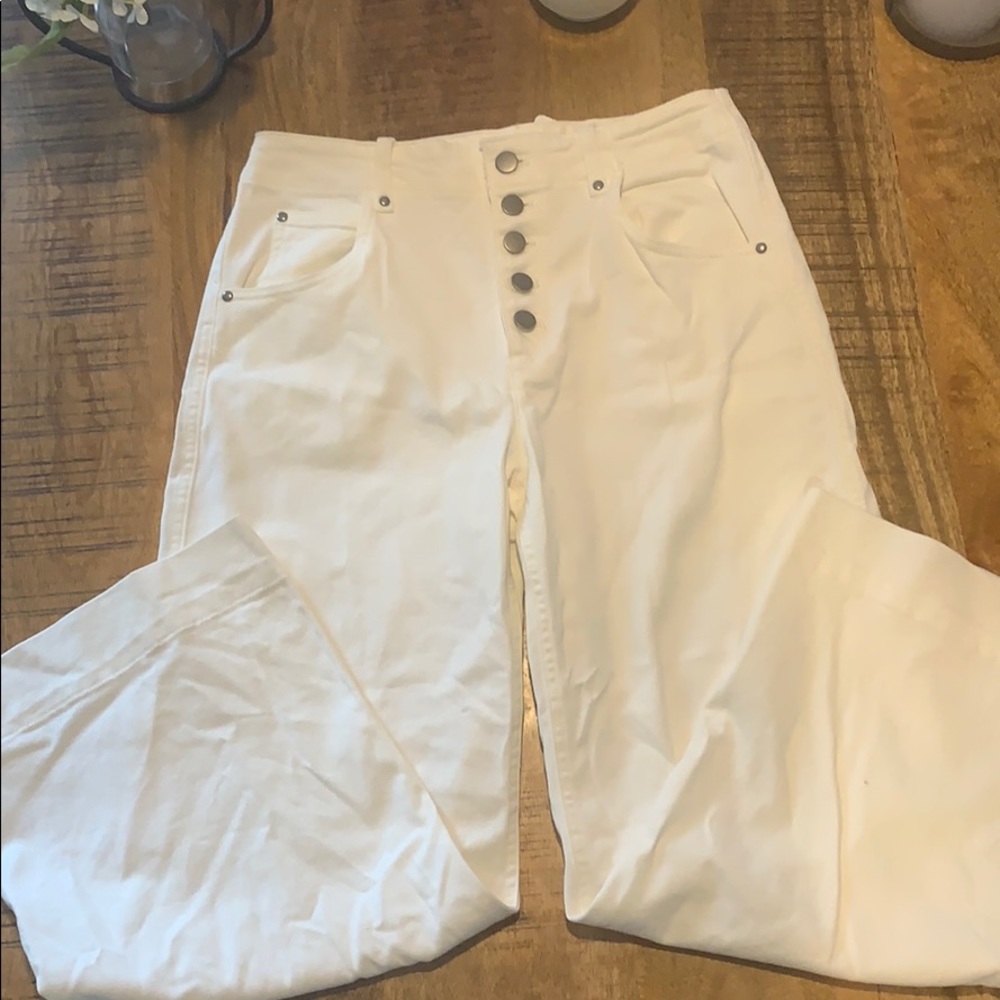 White wide leg jeans